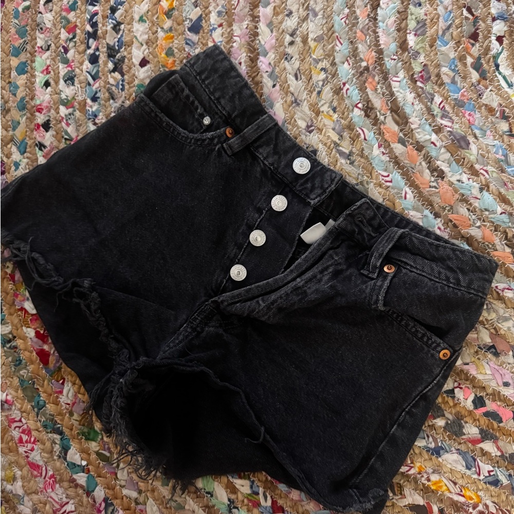 Stylish High Waist Black Denim Shorts